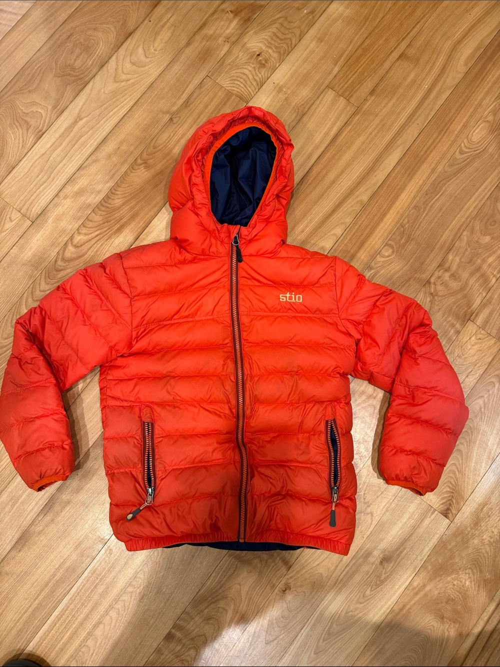 Stio Bright Orange Quilted Hooded Jacket